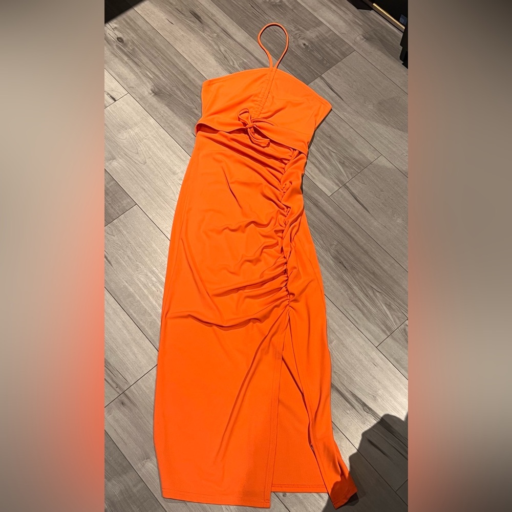 Orange Ruched Dress